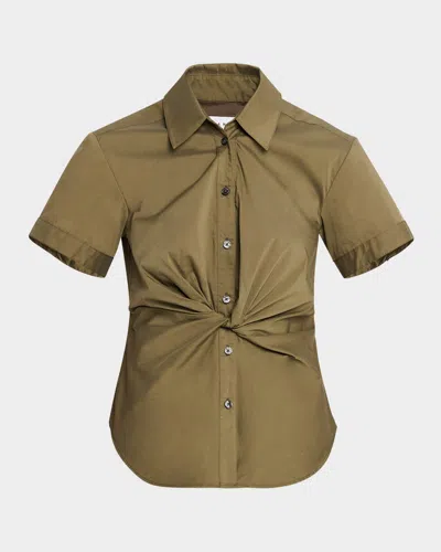 Tanya Taylor Oakey Short-sleeve Twist Top In Fern