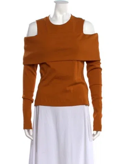 Pre-owned Tanya Taylor Off-the-shoulder Long Sleeve Top In Orange