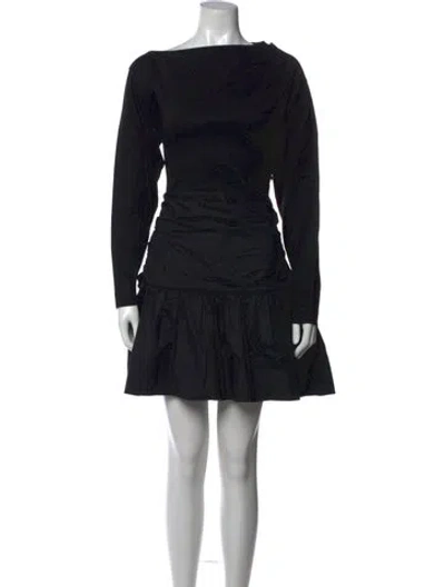 Pre-owned Tanya Taylor Off-the-shoulder Mini Dress In Black