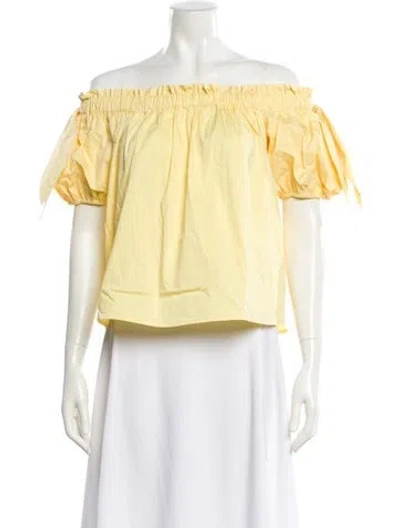 Pre-owned Tanya Taylor Off-the-shoulder Short Sleeve Blouse In Yellow