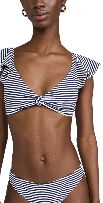 Tanya Taylor Orelia Bikini Top Maritime Blue/white Multi