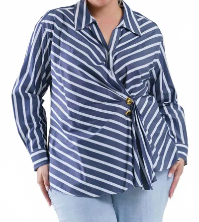 Tanya Taylor Orla Long Sleeve Top - Plus Size In Navy In Blue