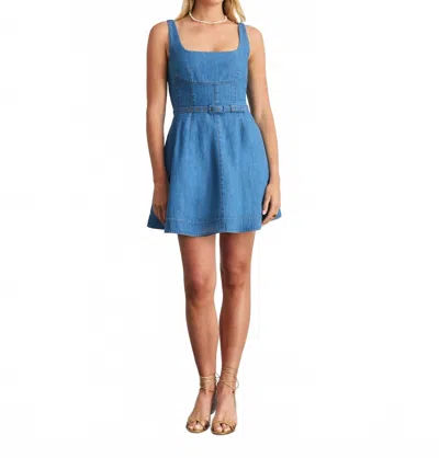 Tanya Taylor Paige Denim Mini Dress In Medium Indigo In Blue