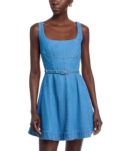 Tanya Taylor Paige Belted Denim Mini Dress In Multi