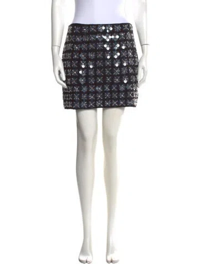 Pre-owned Tanya Taylor Patterned Mini Skirt W/ Tags In Black