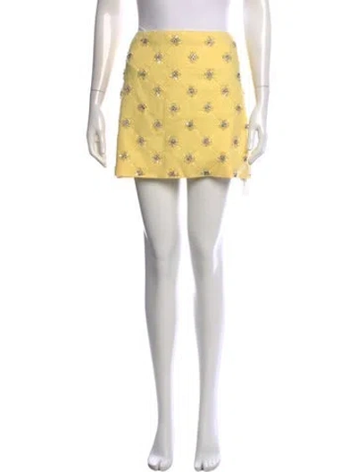 Pre-owned Tanya Taylor Patterned Mini Skirt W/ Tags In Yellow