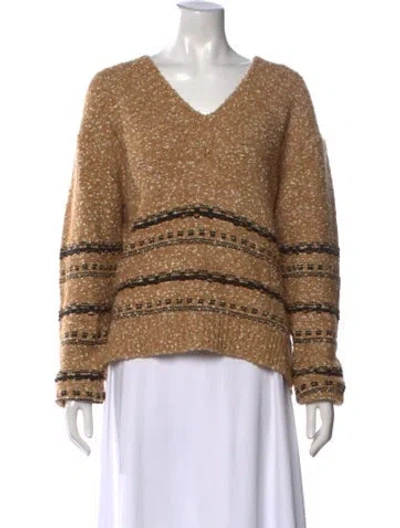 Pre-owned Tanya Taylor Patterned V-neck Sweater In Brown