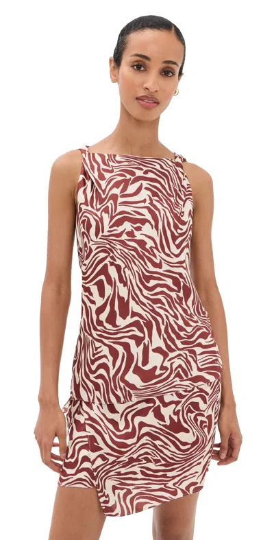 Tanya Taylor Penny Top Redwood/cream Multi In Burgundy