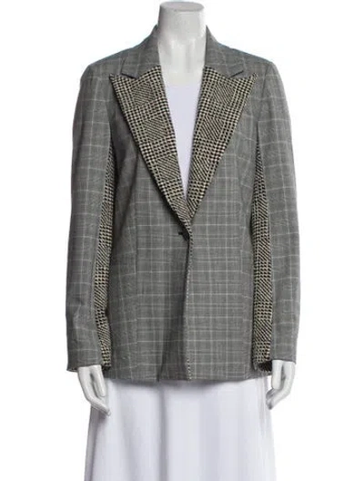 Pre-owned Tanya Taylor Plaid Print Blazer In Gray