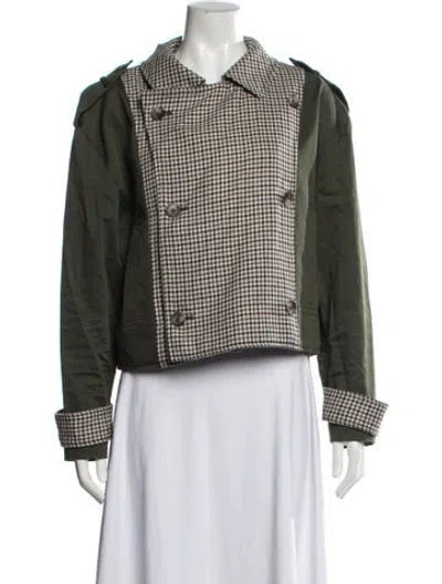 Pre-owned Tanya Taylor Plaid Print Blazer In Green