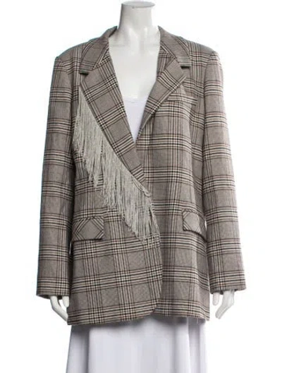 Pre-owned Tanya Taylor Plaid Print Blazer In Neutrals