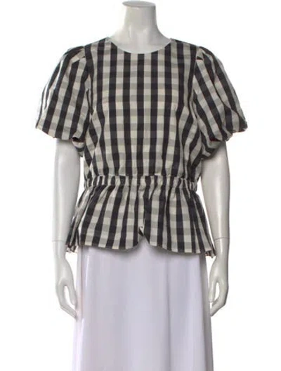 Pre-owned Tanya Taylor Plaid Print Crew Neck Blouse In Multi