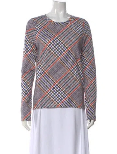 Pre-owned Tanya Taylor Plaid Print Crew Neck Top In Blue