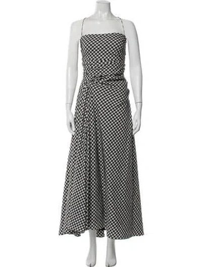 Pre-owned Tanya Taylor Plaid Print Long Dress In Black