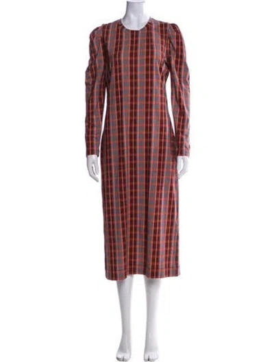 Pre-owned Tanya Taylor Plaid Print Long Dress In Multi