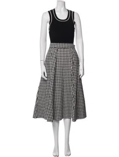 Pre-owned Tanya Taylor Plaid Print Midi Length Dress In Black