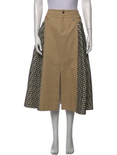 Pre-owned Tanya Taylor Plaid Print Midi Length Skirt In Neutrals