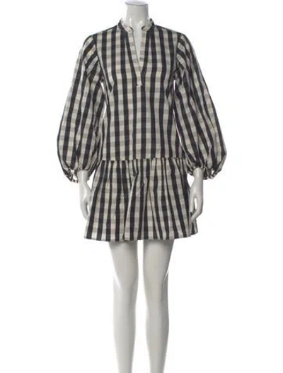 Pre-owned Tanya Taylor Plaid Print Mini Dress In Blue