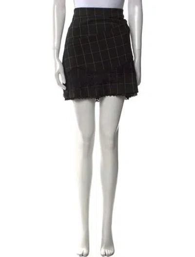 Pre-owned Tanya Taylor Plaid Print Mini Skirt In Black