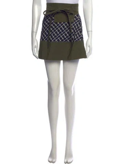 Pre-owned Tanya Taylor Plaid Print Mini Skirt In Green
