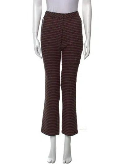 Pre-owned Tanya Taylor Plaid Print Straight Leg Pants In Black
