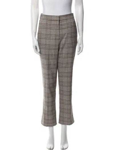 Pre-owned Tanya Taylor Plaid Print Straight Leg Pants In Pink