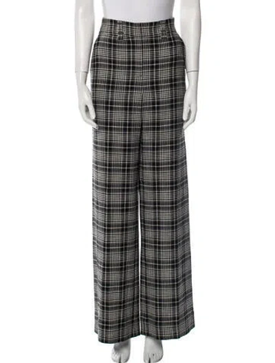 Pre-owned Tanya Taylor Plaid Print Wide Leg Pants In Black