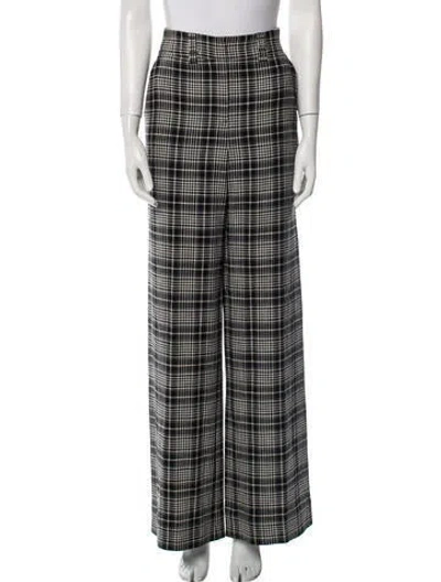 Pre-owned Tanya Taylor Plaid Print Wide Leg Pants In Black