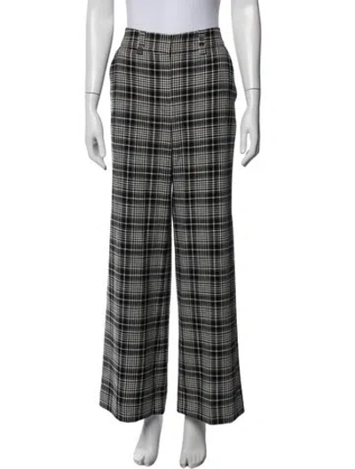 Pre-owned Tanya Taylor Plaid Print Wide Leg Pants In Black