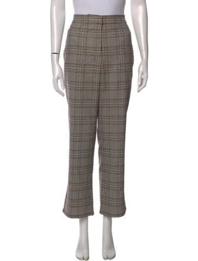 Pre-owned Tanya Taylor Plaid Print Wide Leg Pants In Neutral