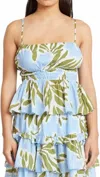 Tanya Taylor Polina Top In Horizon Blue Multi In Multi
