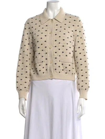 Pre-owned Tanya Taylor Polka Dot Print Open Front Sweater In Neutral