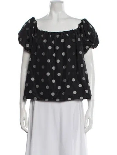 Pre-owned Tanya Taylor Polka Dot Print Square Neckline Blouse In Black