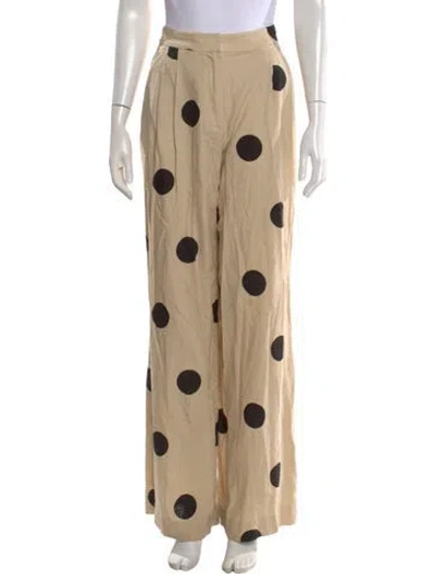 Pre-owned Tanya Taylor Polka Dot Print Wide Leg Pants In Neutral