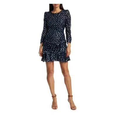 Tanya Taylor Polka Dot Raven Mini Ruffle Dress In Blue