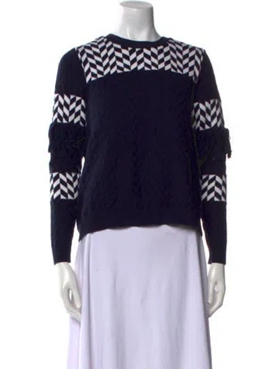Pre-owned Tanya Taylor Printed Crew Neck Sweater In Blue