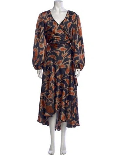 Pre-owned Tanya Taylor Printed Long Dress In Blue