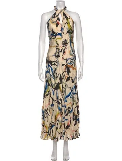 Pre-owned Tanya Taylor Printed Long Dress In Neutral