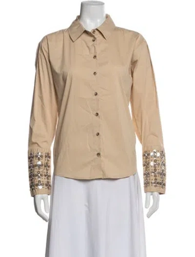 Pre-owned Tanya Taylor Printed Long Sleeve Button-up Top In Neutral