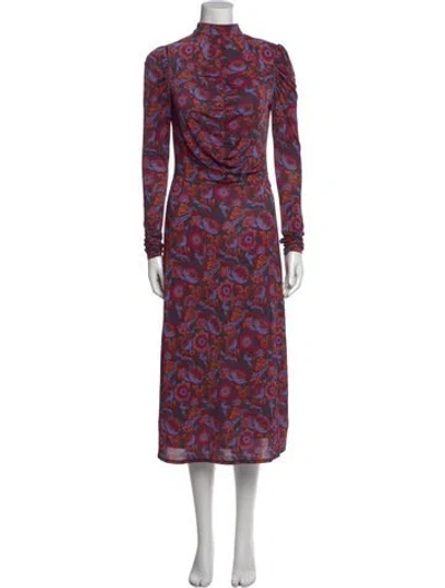 Pre-owned Tanya Taylor Printed Midi Length Dress In Blue