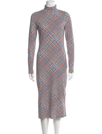 Pre-owned Tanya Taylor Printed Midi Length Dress In Blue