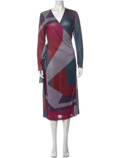 Pre-owned Tanya Taylor Printed Midi Length Dress In Purple