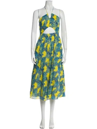 Pre-owned Tanya Taylor Printed Midi Length Dress W/ Tags In Yellow