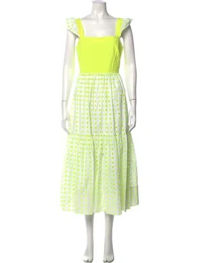Pre-owned Tanya Taylor Printed Midi Length Dress W/ Tags In Yellow
