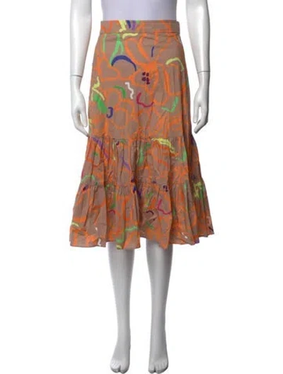 Pre-owned Tanya Taylor Printed Midi Length Skirt In Green