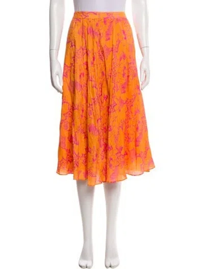Pre-owned Tanya Taylor Printed Midi Length Skirt In Orange