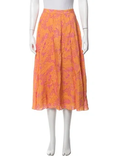 Pre-owned Tanya Taylor Printed Midi Length Skirt In Orange