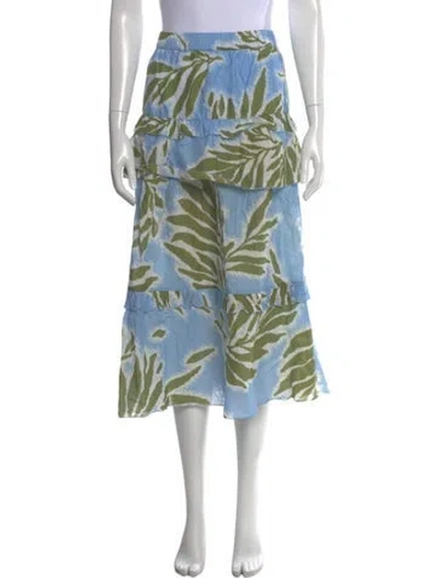 Pre-owned Tanya Taylor Printed Midi Length Skirt W/ Tags In Blue