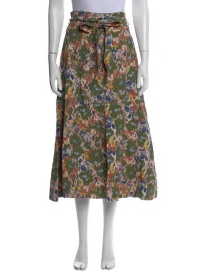 Pre-owned Tanya Taylor Printed Midi Length Skirt W/ Tags In Green