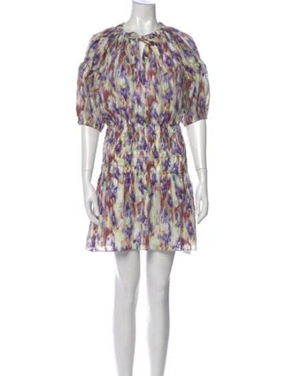 Pre-owned Tanya Taylor Printed Mini Dress In Purple